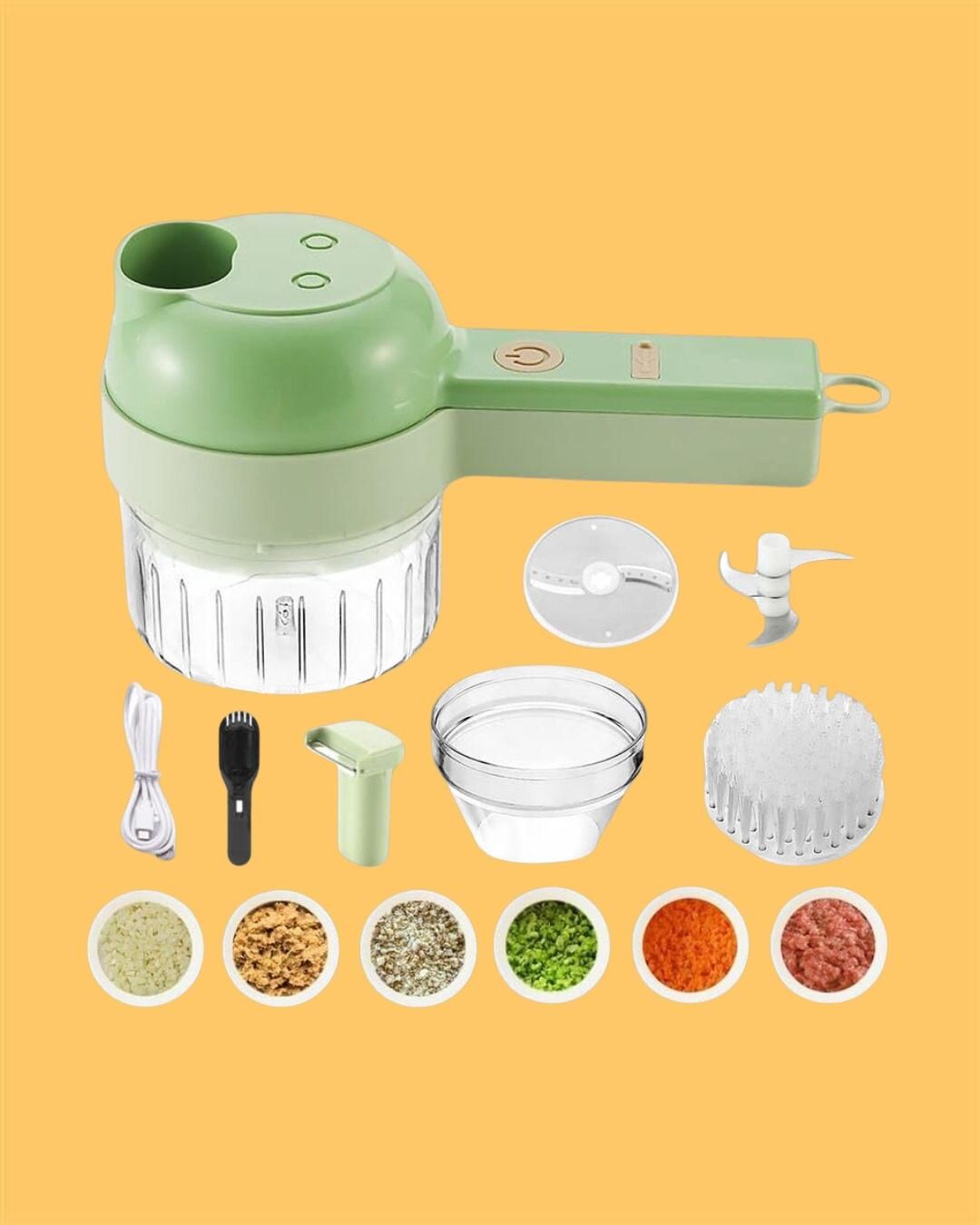 KITCHENBOTS 4-in-1 Electric Vegetable Cutter | One-Touch Chopping, Slicing & Grating