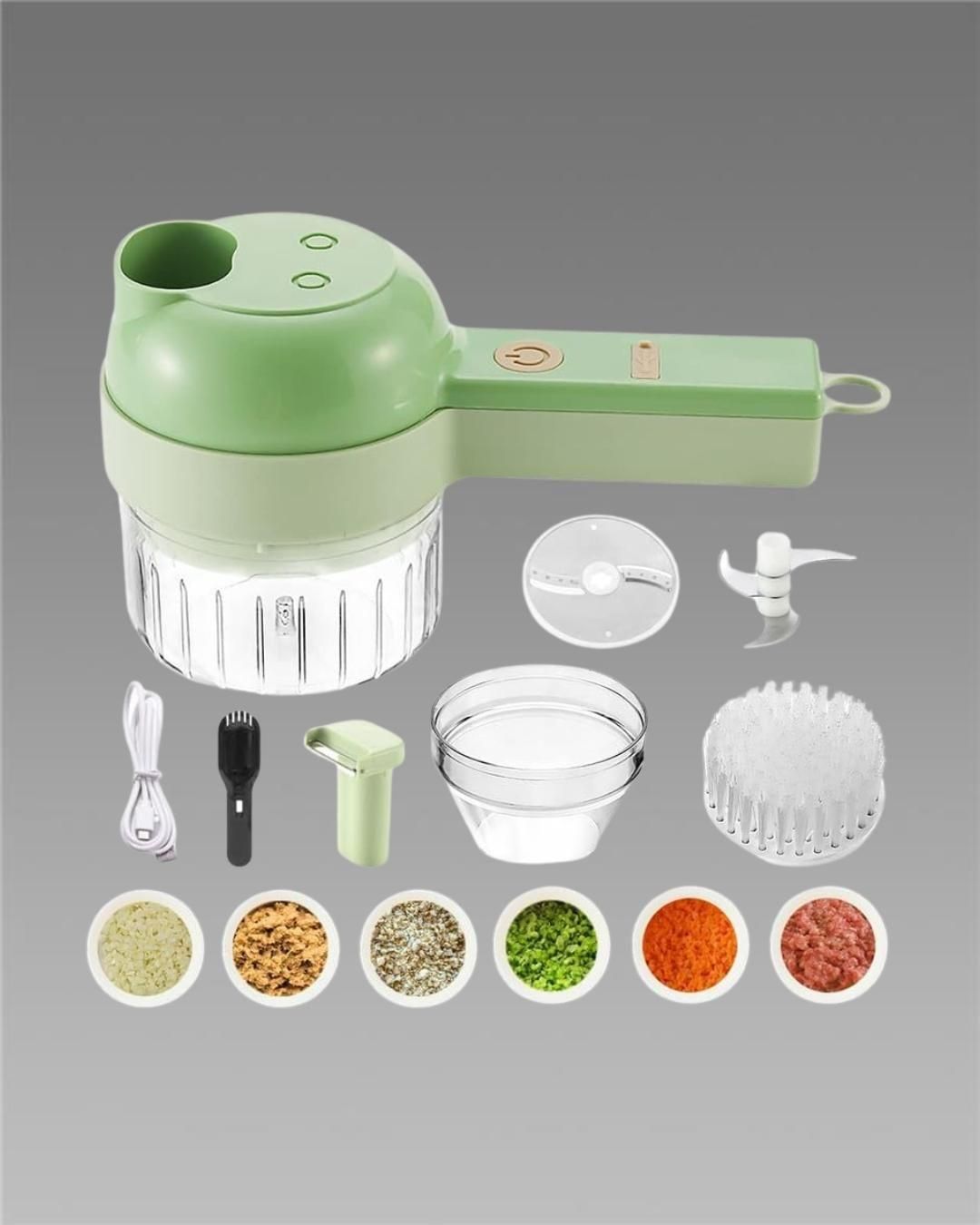 KITCHENBOTS 4-in-1 Electric Vegetable Cutter | One-Touch Chopping, Slicing & Grating